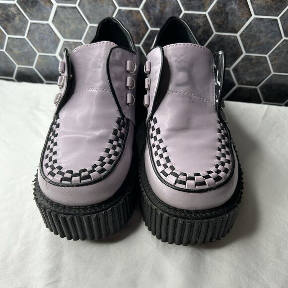 DEMONIA Creepers Women Size 10 3” Platform Goth Shoes Purple *BLEMISHES NO LACES - Picture 2 of 11